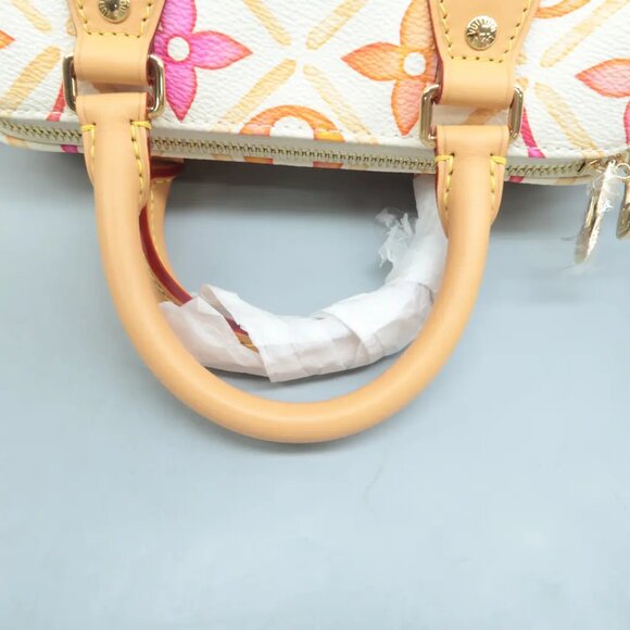 Auth LOUIS VUITTON Speedy 20 Bandouliere White&Orange Monogram Canvas 3117-1092 - Picture 9 of 12